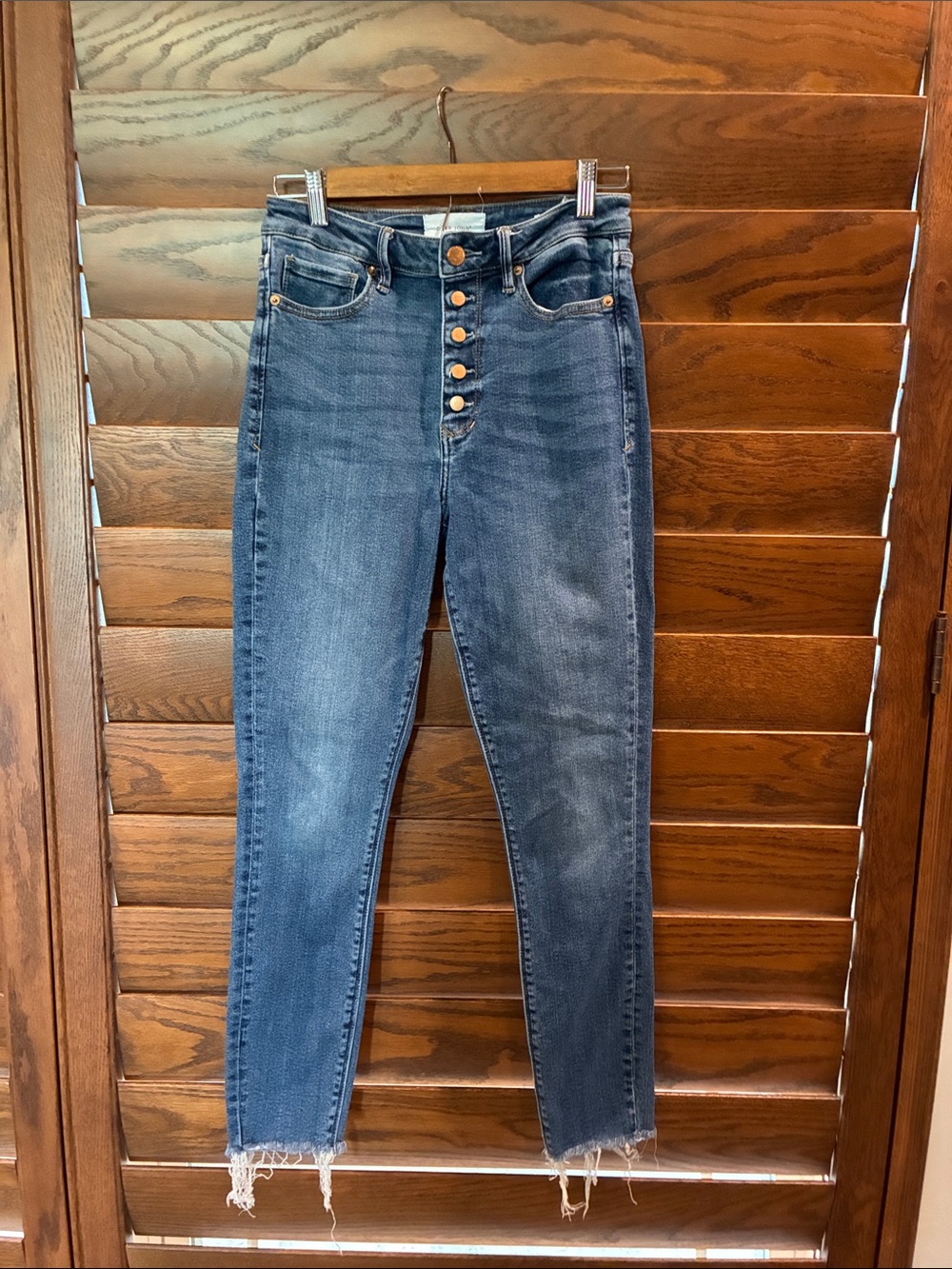 Dear John High-Rise Button-Fly Jeans in Medium Blue Wash